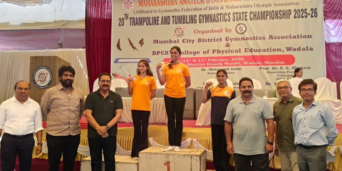 २०वी राज्य अजिंक्यपद ट्रम्पोलीन टमब्लिंग जिम्नास्टिक्स स्पर्धा उत्साही वातावरणात संपन्न